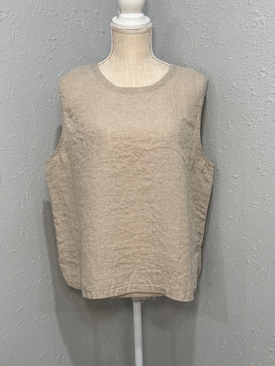 Eileen Fisher Tops - Eileen Fisher Organic Linen Delave Shell Cream Top Size XL